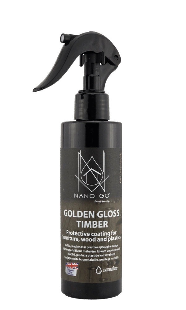 NANO GO Golden Gloss Timber protective wood coating 200 ml bottle with trigger sprayer