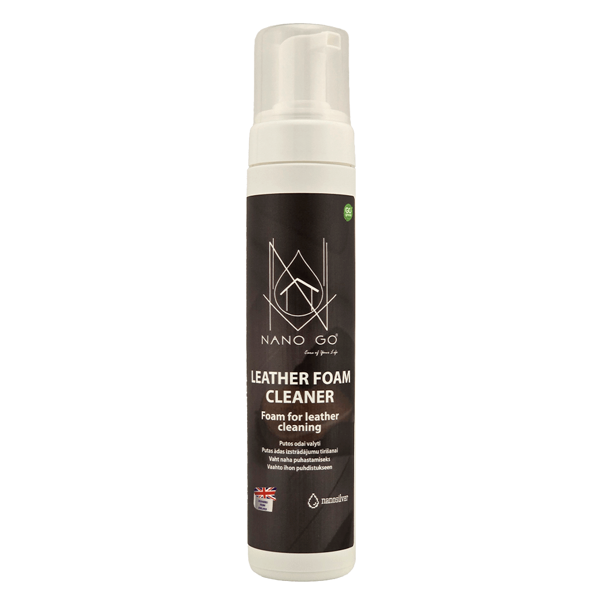 Leather Foam Cleaner 250ml | NANO GO NANO GO leather foam cleaner for shoes furniture and car seats 250ml